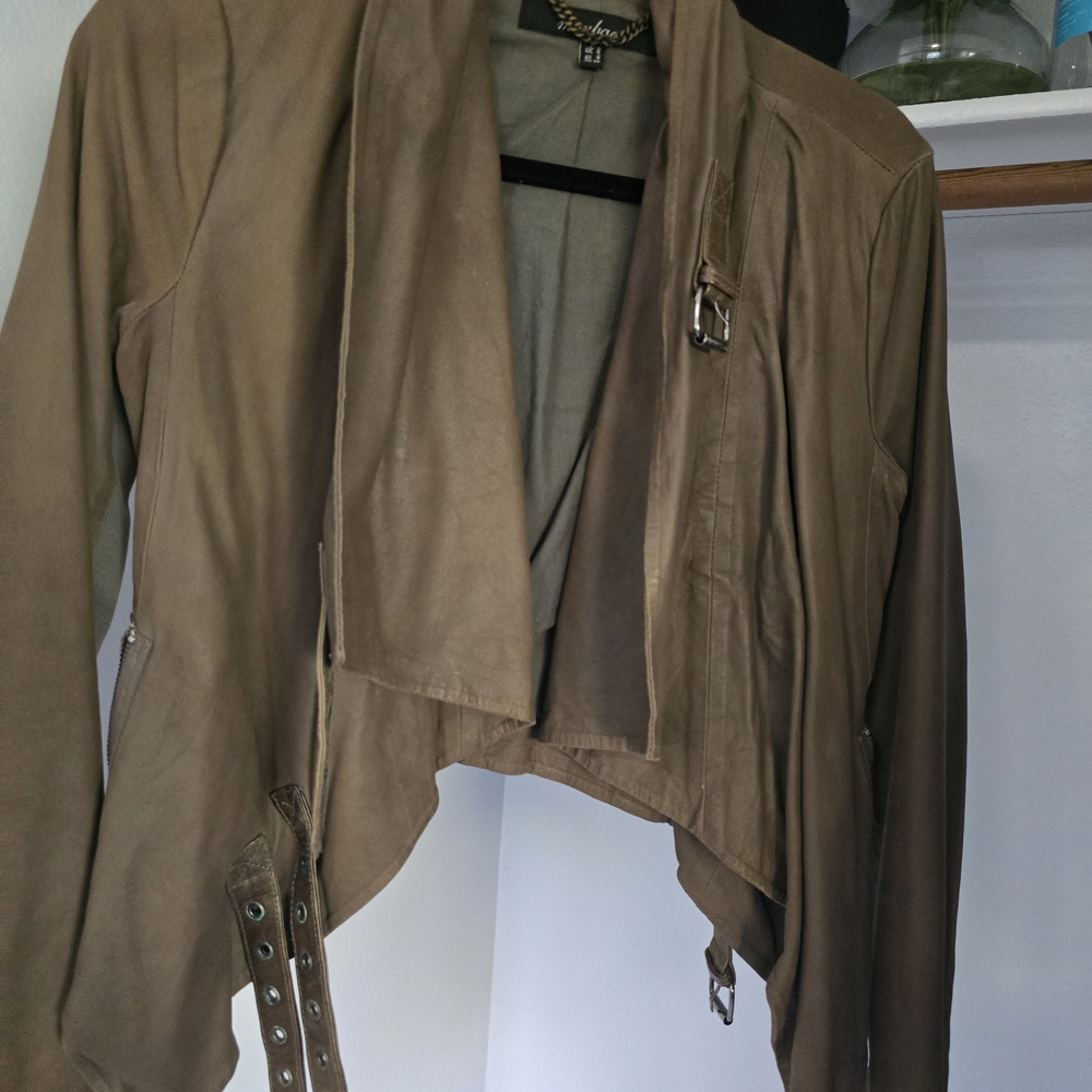 Muubaa Taupe Leather Jacket